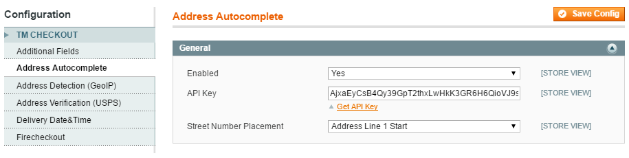 Address Autocomplete configuration options