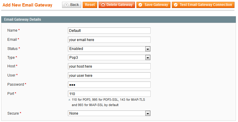 Email gateway interface