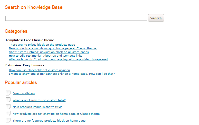 Knowledgebase page