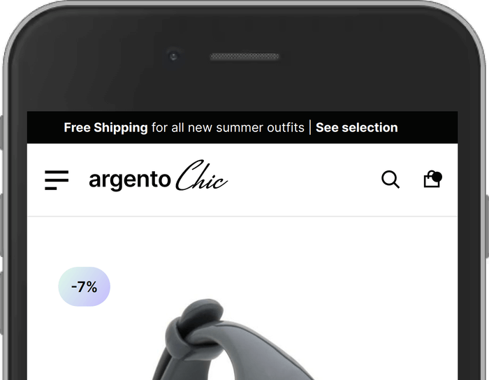 Argento Chic product page on mobile devices.