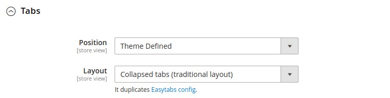 Product tabs config