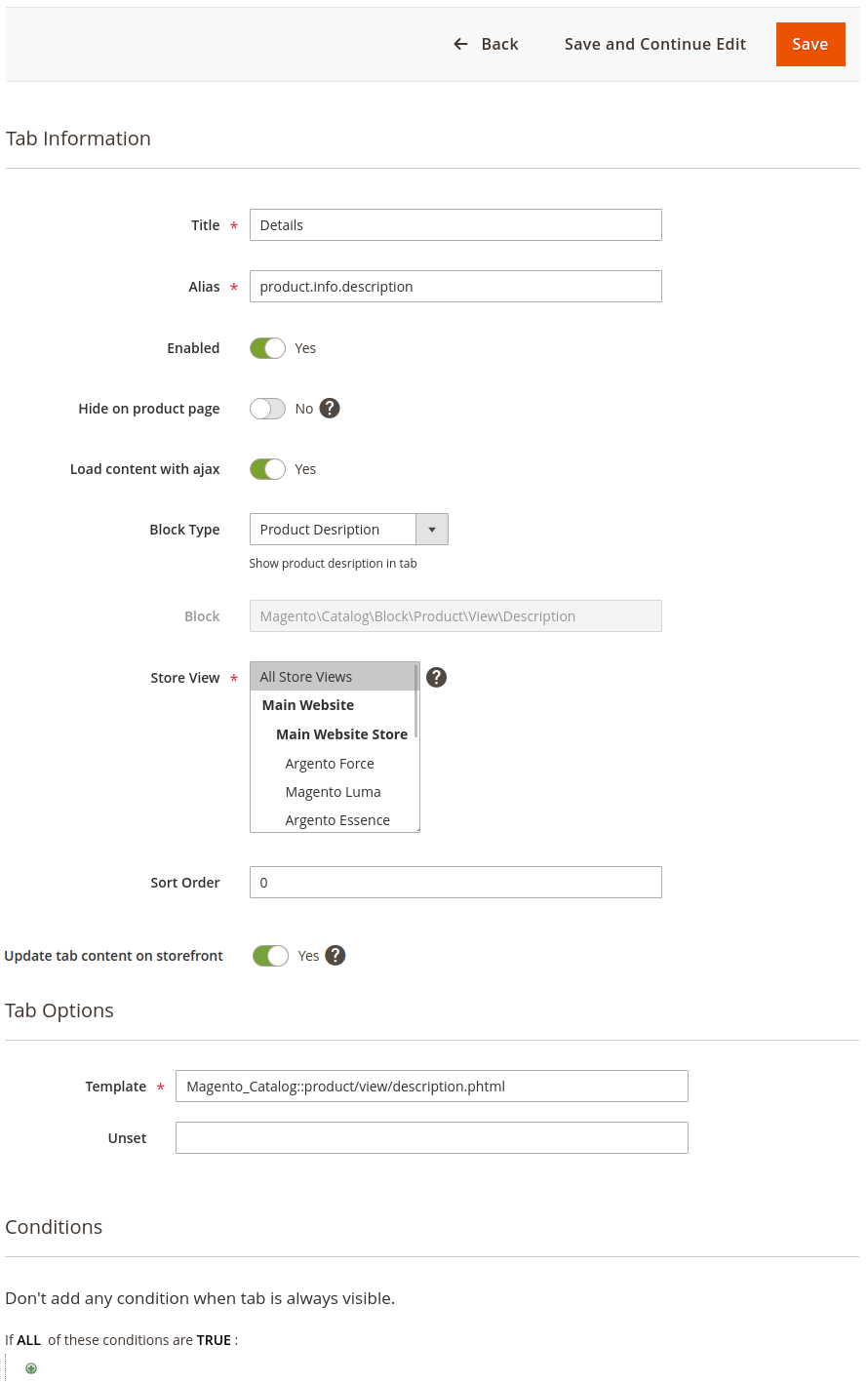 Edit Tab Form