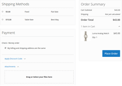 New 1 Column Expanded Layout with order attachment module