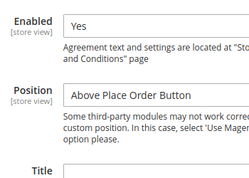 Terms and Conditions configuration