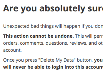 Delete Data Warning