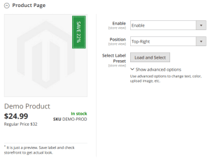 Product page labels config - initial state