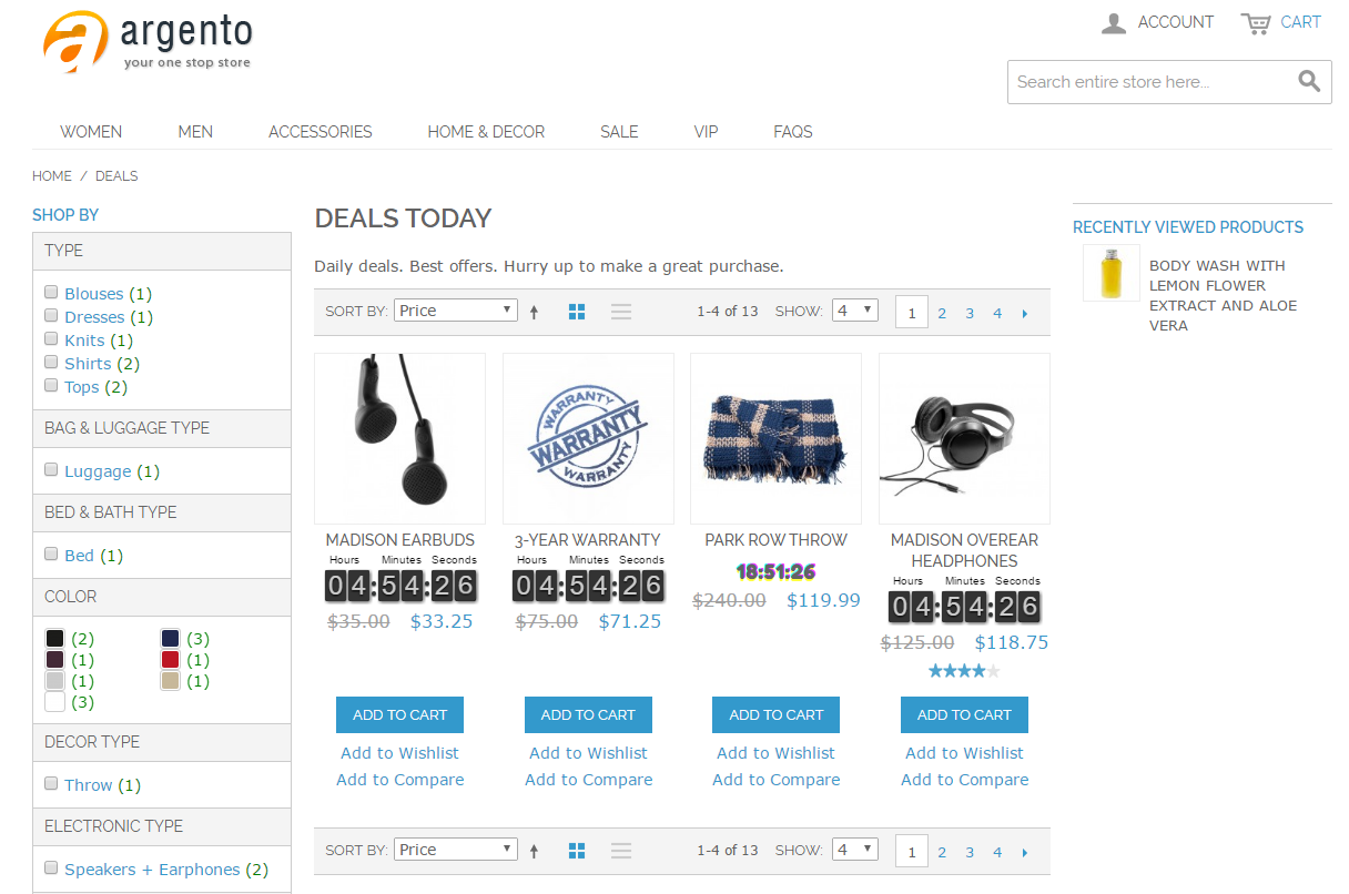 Deals page example