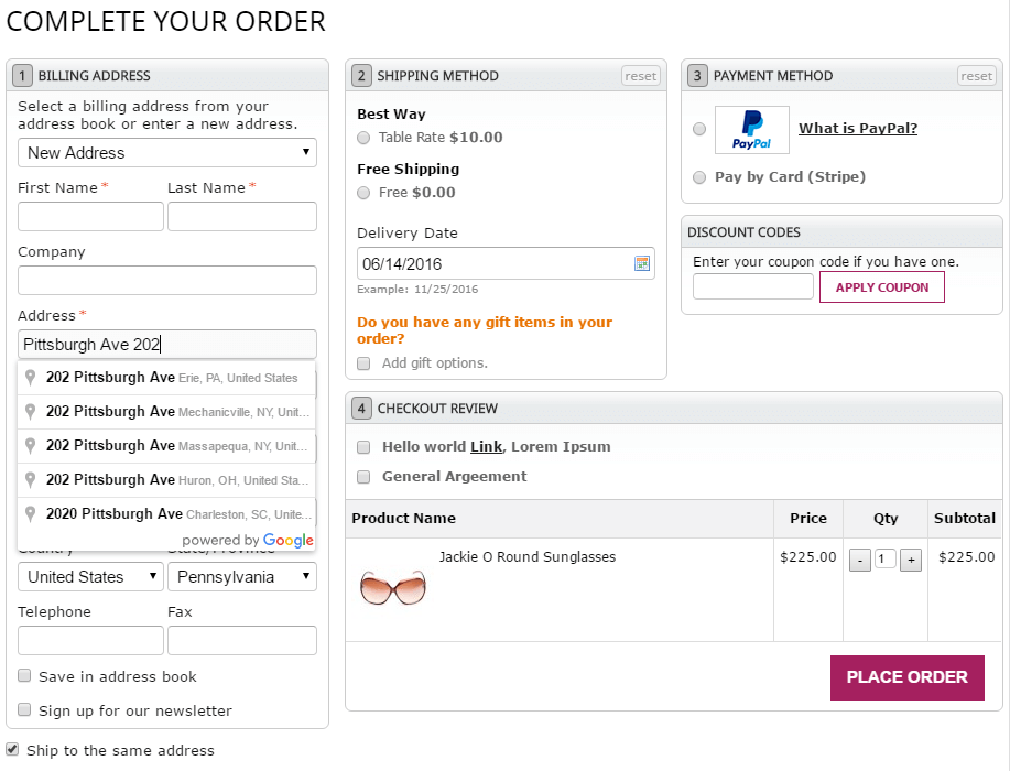 Address Autocomplete at Firecheckout Page