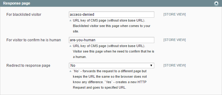 Bot Protection system config response page