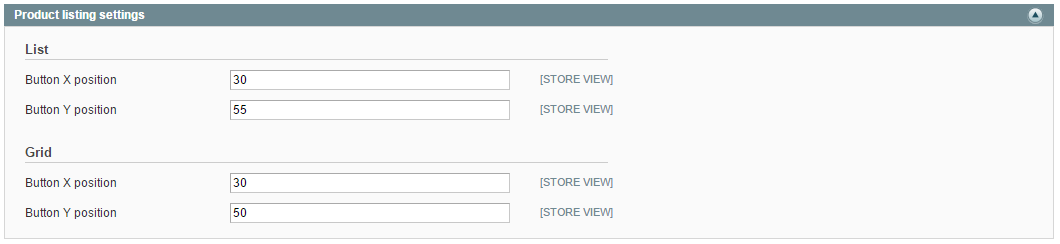 Product listing settings