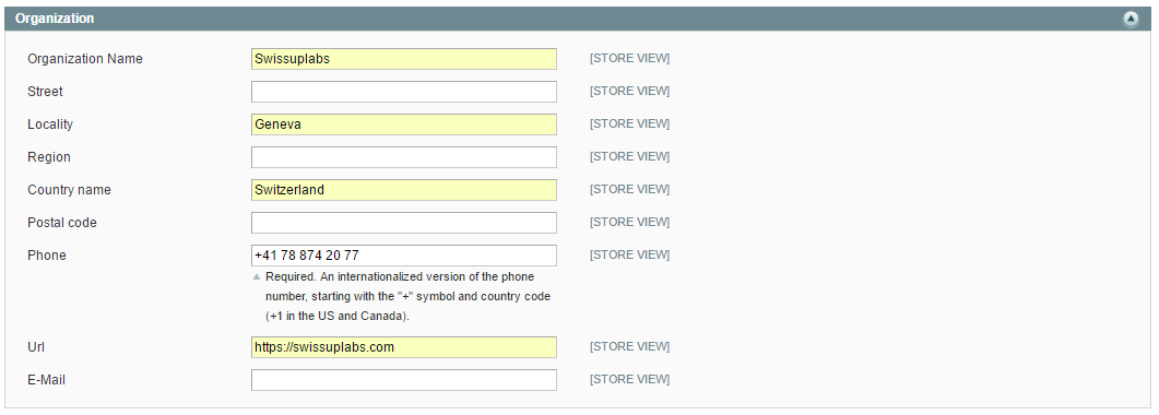 Organization snippets