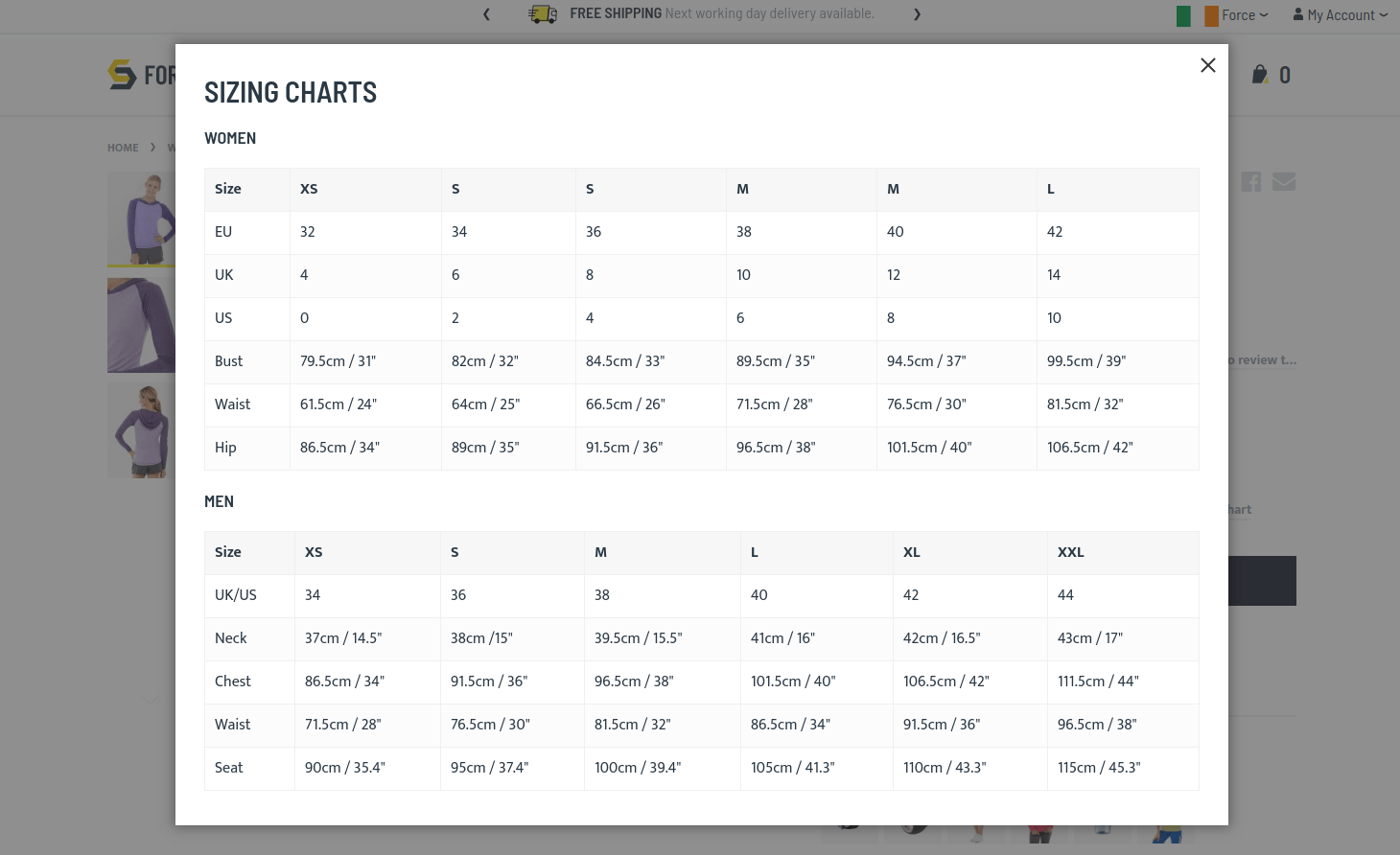 Sizing Chart