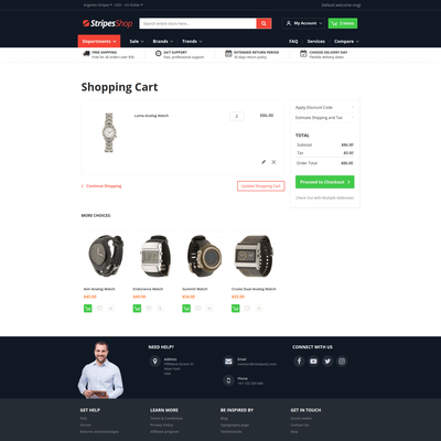 ArgentoStripes shopping cart page