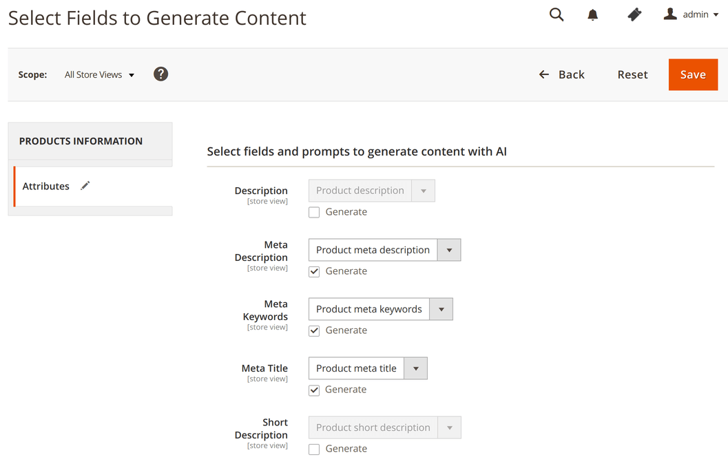 Select Fields to Generate Content