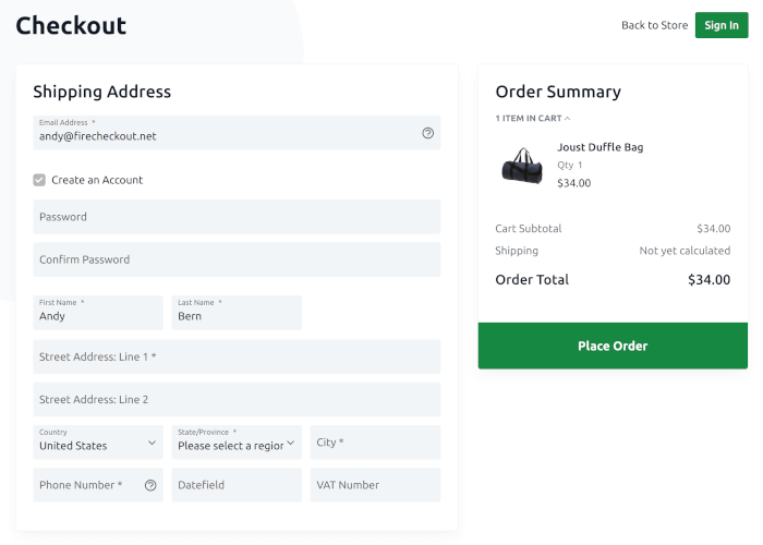 Frontend screenshot