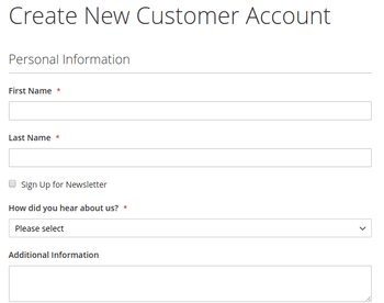 Custom fields on customer registration page.