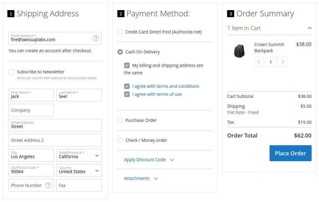 Firecheckout with hidden shipping section