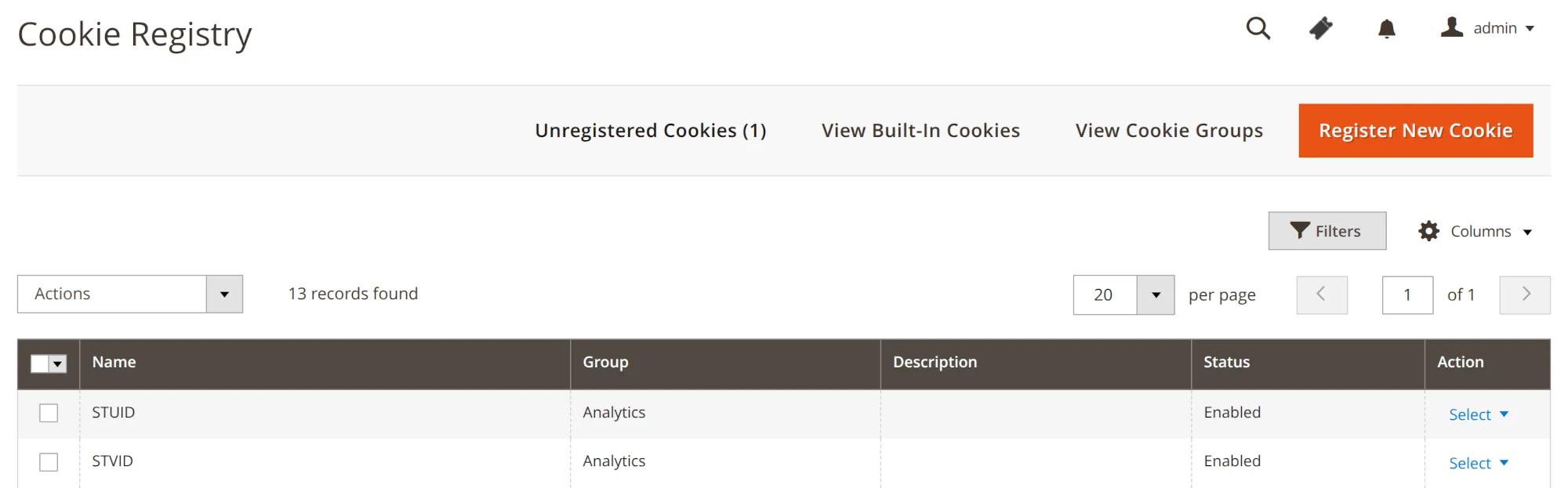 Cookie Registry