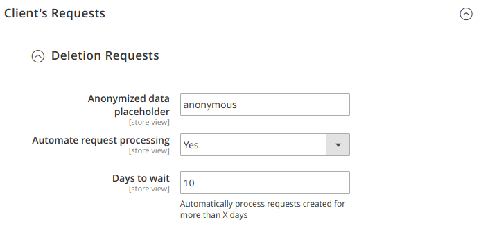 Client request section