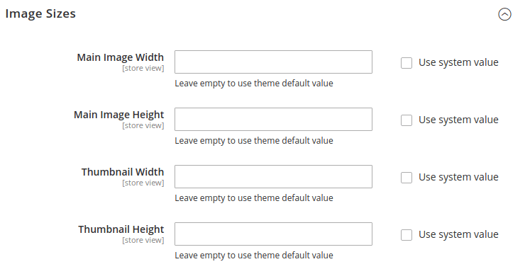 Image Sizes section