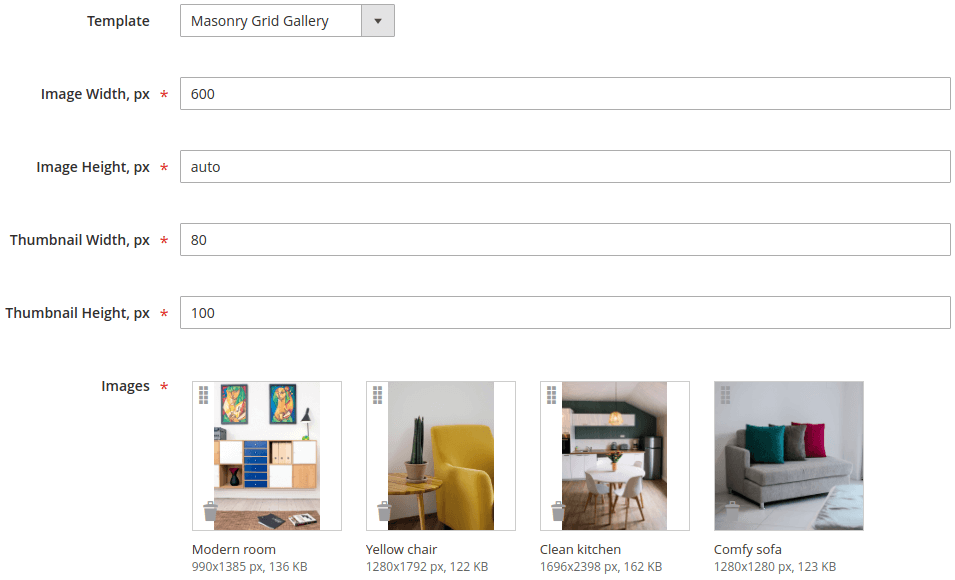 Gallery Widget Configuration