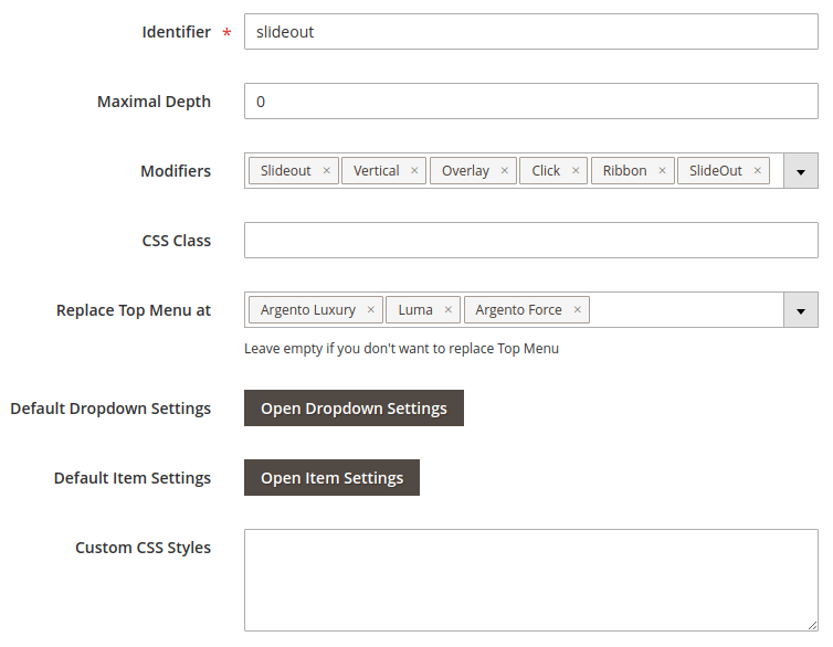 Menu General Settings