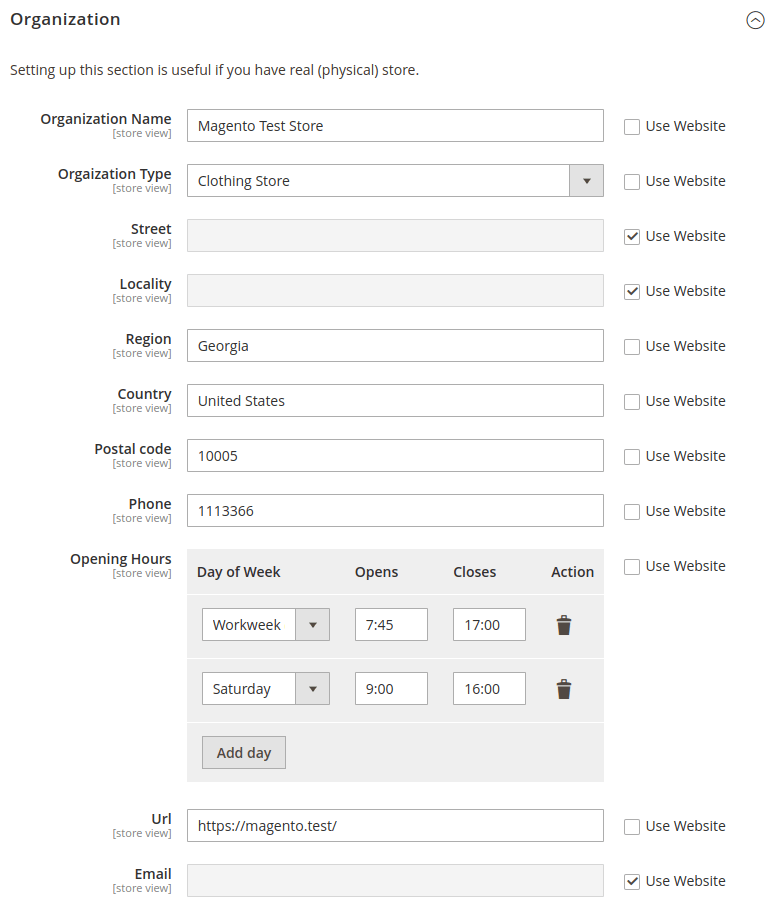 Organization settings