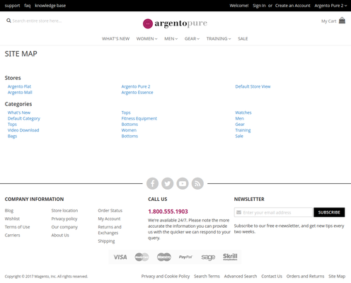 HTML Sitemap on Argento Theme with Categories Max Depth set to 3 and sorted by Position