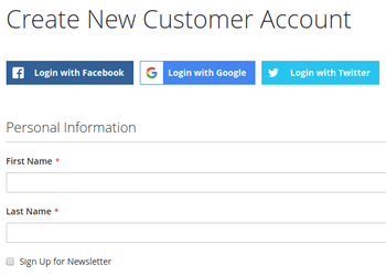 Social Buttons on Register Page